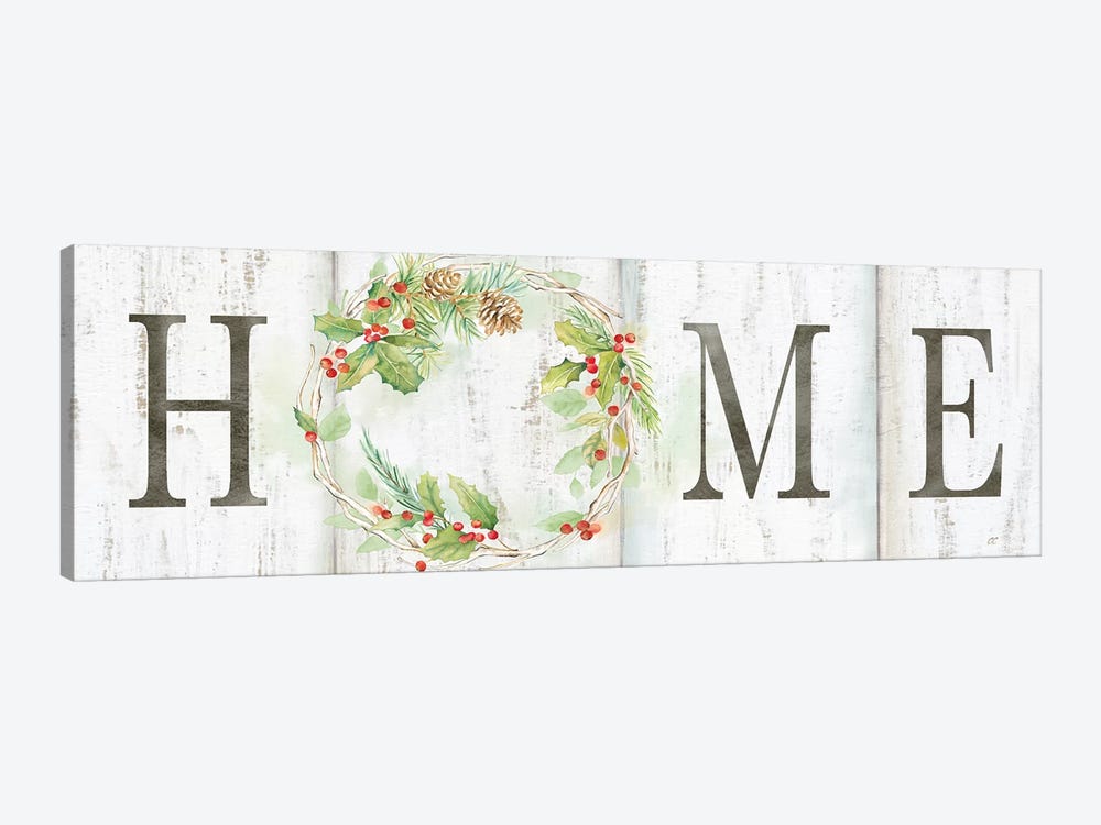 Holiday Wreath Home Sign by Cynthia Coulter 1-piece Canvas Wall Art