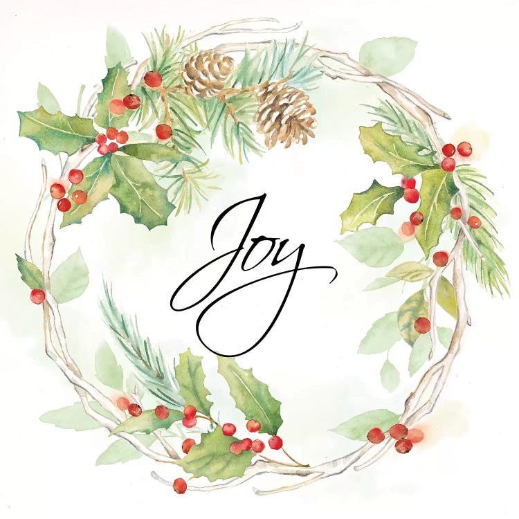 Holiday Wreath Joy by Cynthia Coulter wall art