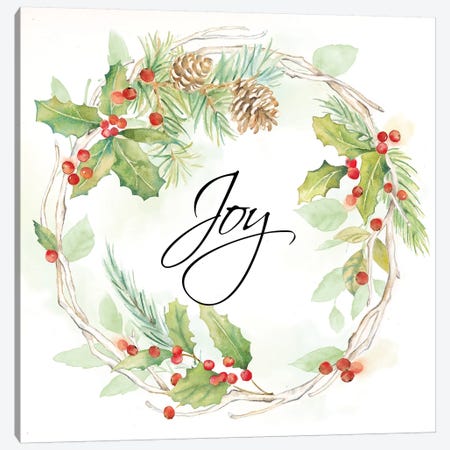 Holiday Wreath Joy Canvas Print #CYN128} by Cynthia Coulter Canvas Art