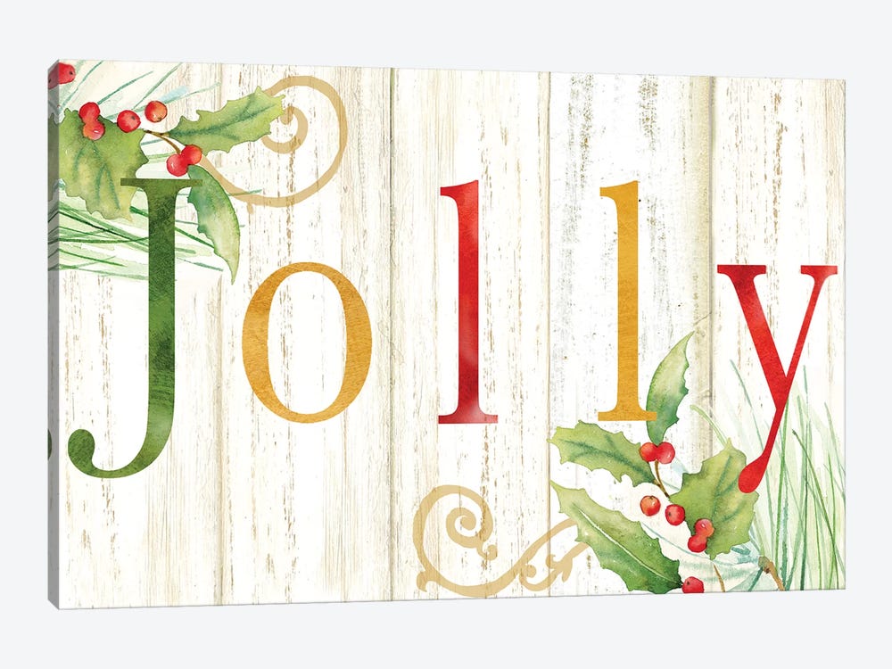 Jolly Whitewash Wood Sign by Cynthia Coulter 1-piece Canvas Wall Art
