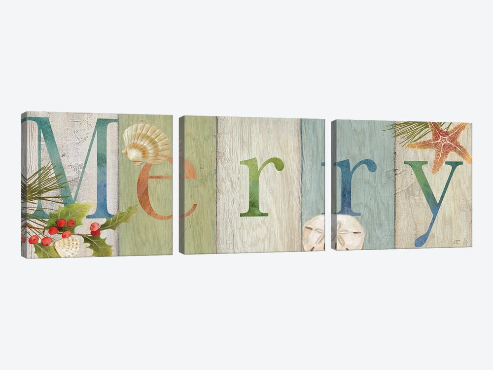 Merry Coastal Sign I  by Cynthia Coulter 3-piece Canvas Wall Art