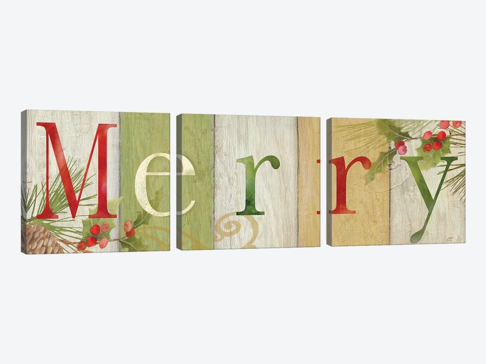 Merry Rustic Sign I by Cynthia Coulter 3-piece Art Print