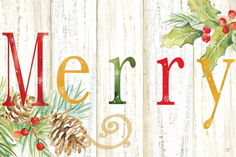 Merry Whitewash Wood sign by Cynthia Coulter wall art