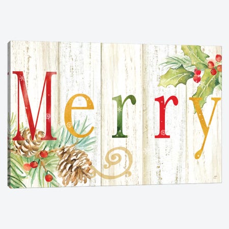 Merry Whitewash Wood sign Canvas Print #CYN136} by Cynthia Coulter Canvas Wall Art
