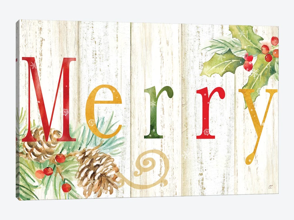 Merry Whitewash Wood sign by Cynthia Coulter 1-piece Canvas Wall Art