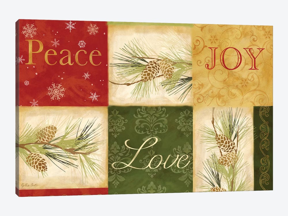 Peace Love Joy Pinecones by Cynthia Coulter 1-piece Art Print