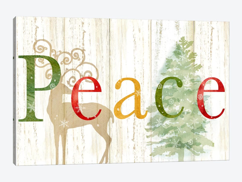 Peace Whitewash Wood Sign by Cynthia Coulter 1-piece Canvas Print