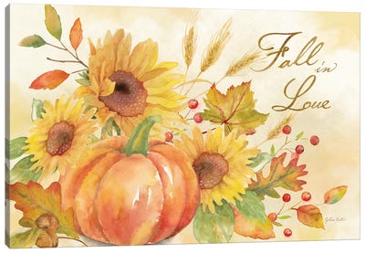 Welcome Fall - Fall in Love Canvas Art Print - Pumpkins