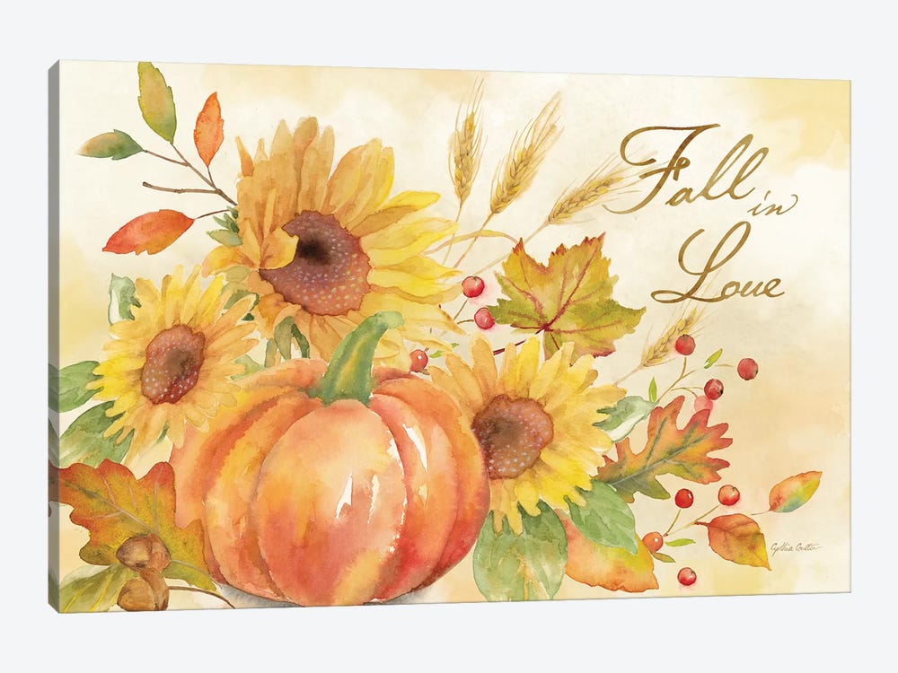 Welcome Fall - Fall in Love by Cynthia Coulter 1-piece Canvas Wall Art