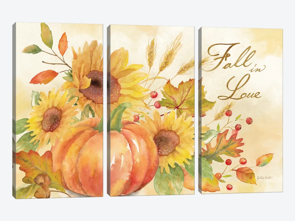 Welcome Fall - Fall in Love by Cynthia Coulter 3-piece Canvas Artwork