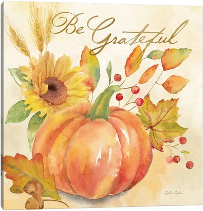 Welcome Fall -Give Thanks  Canvas Art Print - Pumpkins
