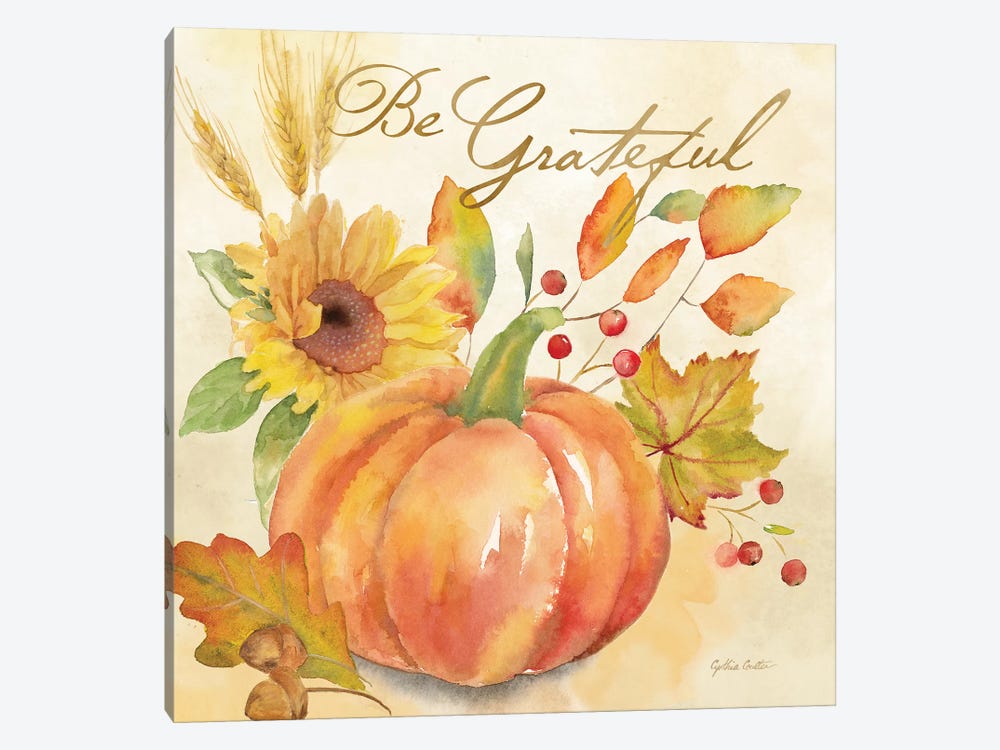 Welcome Fall -Give Thanks  by Cynthia Coulter 1-piece Canvas Art Print