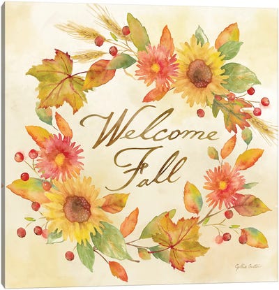 Welcome Fall  -Be Grateful Canvas Art Print - Thanksgiving Art