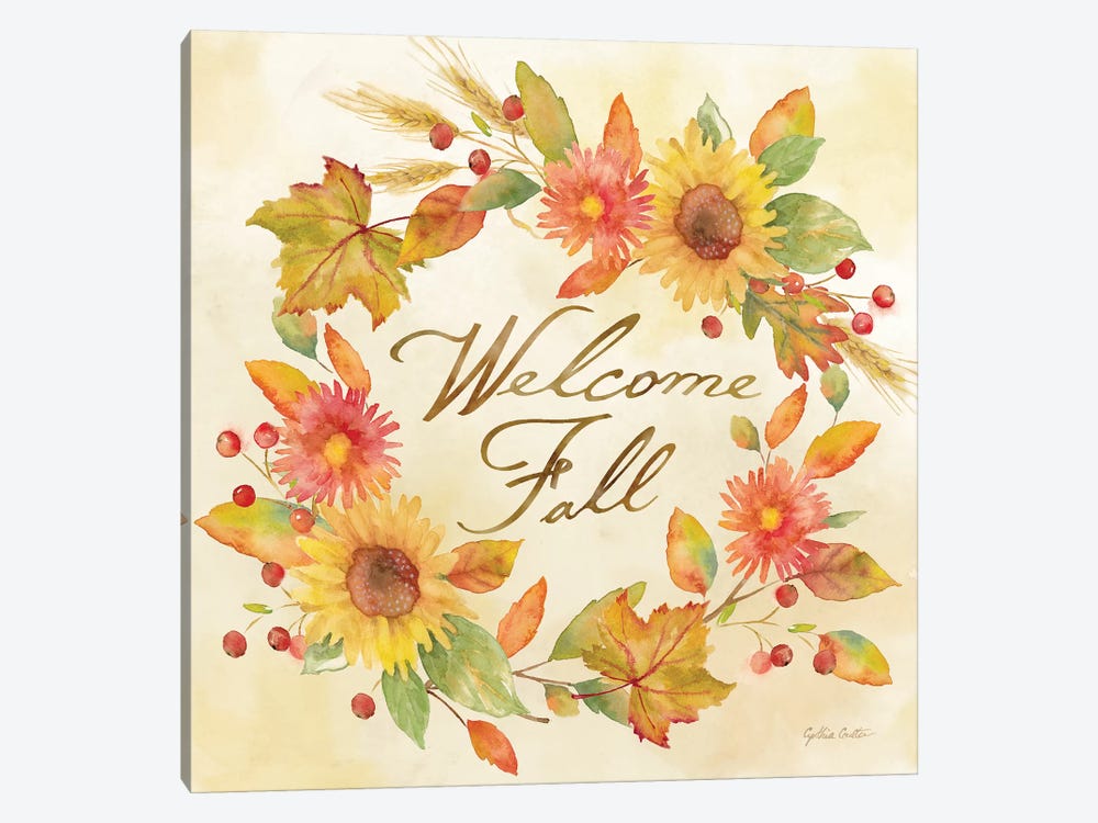 Welcome Fall  -Be Grateful by Cynthia Coulter 1-piece Canvas Artwork