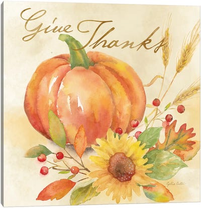 Welcome Fall - Wreath Canvas Art Print - Thanksgiving Art