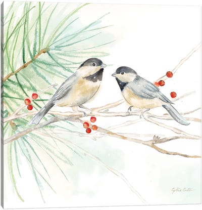 Winter Birds - Chickadees Canvas Art Print