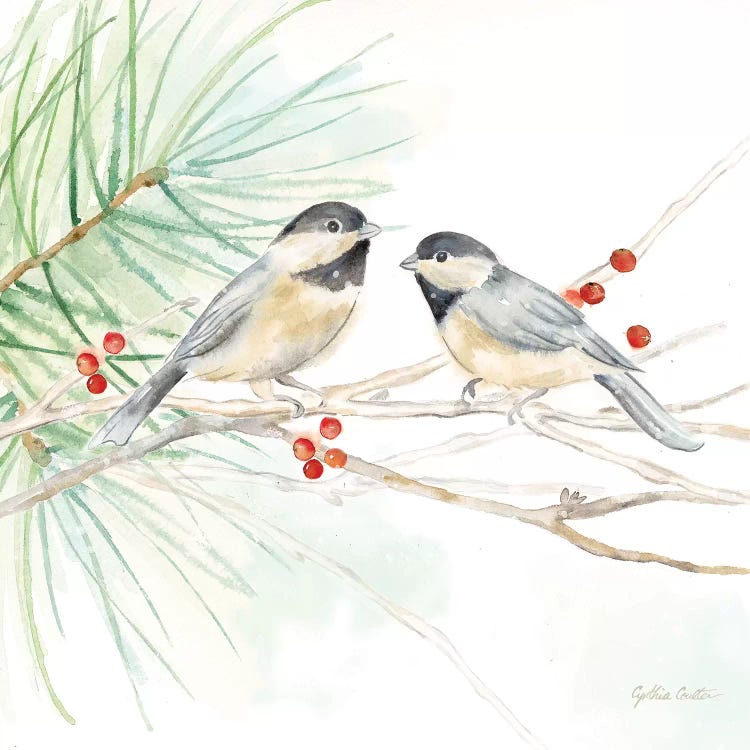 Winter Birds - Chickadees by Cynthia Coulter wall art