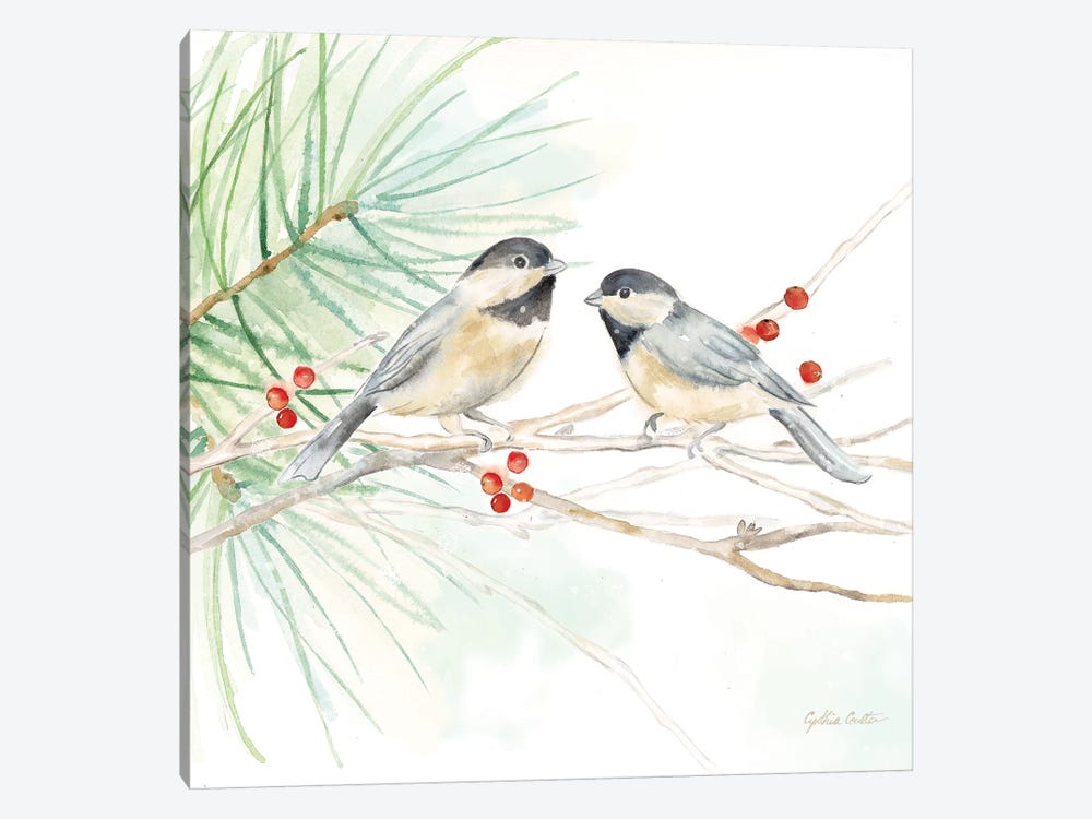 Winter Birds - Chickadees by Cynthia Coulter 1-piece Canvas Art Print