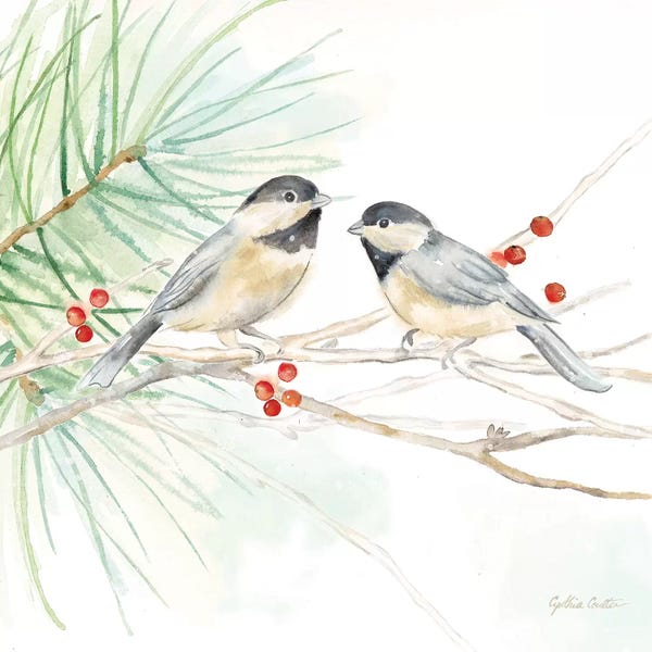 Roaring Brook Art: Winter Birds - Chickadees by Cynthia Coulter