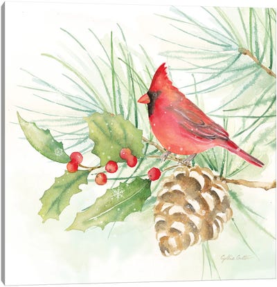 Winter Birds - Cardinal Canvas Art Print - Farmhouse Christmas Décor