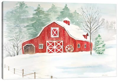Winter Farmhouse Canvas Art Print - Large Christmas Art