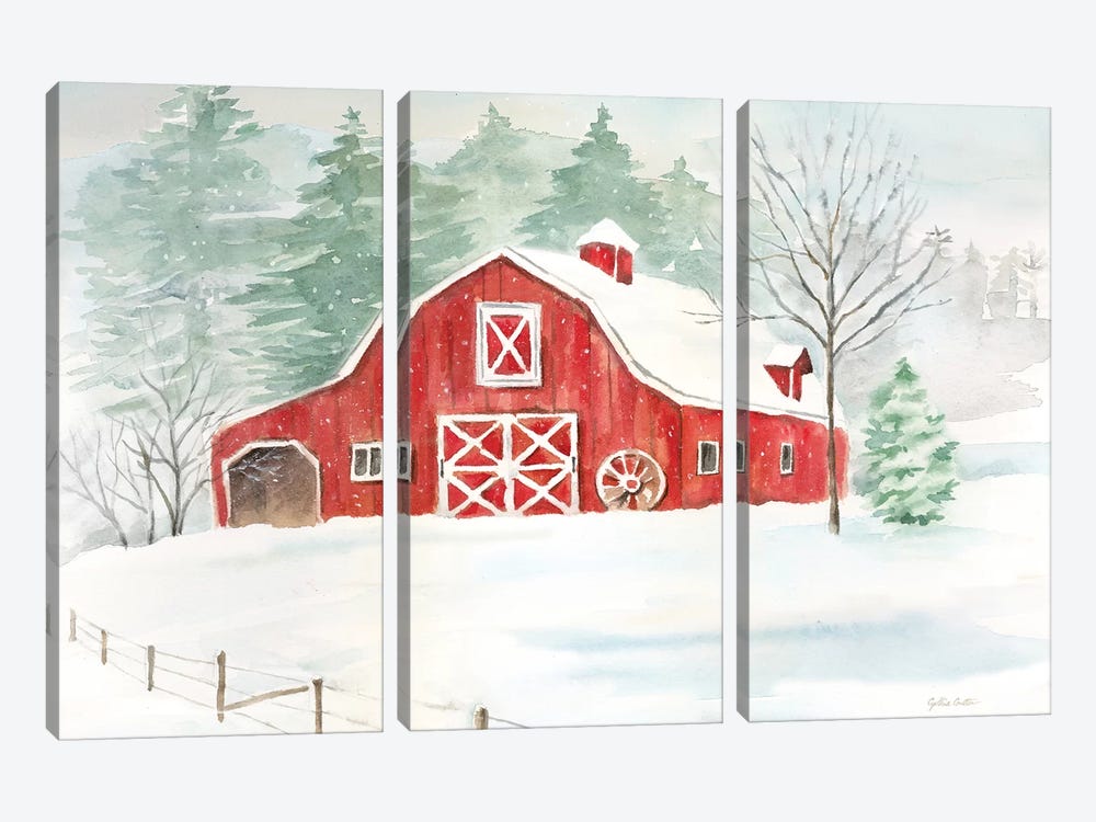 Winter Farmhouse by Cynthia Coulter 3-piece Canvas Artwork