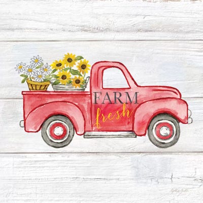 Farmhouse Stamp Red Truck by Cynthia Coulter framed canvas print