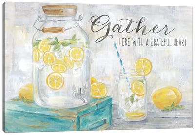 Gather Here Country Lemons Landscape Canvas Art Print - Motivational Typography