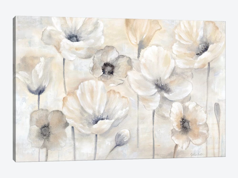 Gray Poppy Garden Landscape by Cynthia Coulter 1-piece Canvas Art Print