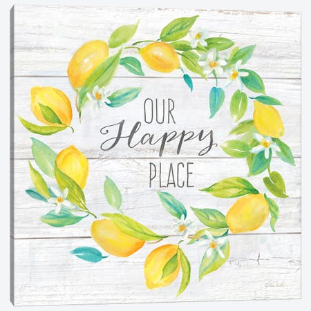 Our Happy Place Lemon Wreath Canvas Print #CYN161} by Cynthia Coulter Canvas Artwork