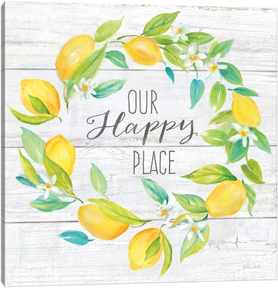 Our Happy Place Lemon Wreath Canvas Art Print - Cynthia Coulter