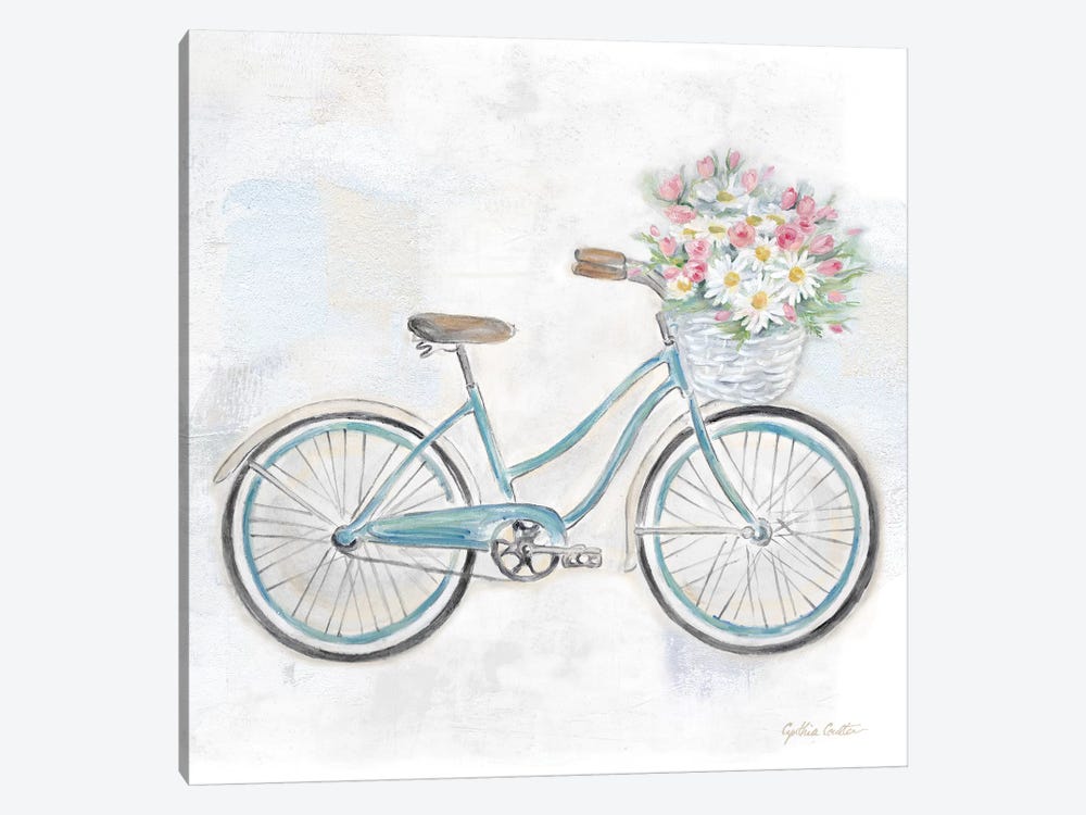 Vintage Bike With Flower Basket I by Cynthia Coulter 1-piece Canvas Wall Art