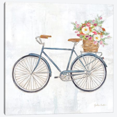 Vintage Bike With Flower Basket II Canvas Print #CYN164} by Cynthia Coulter Art Print