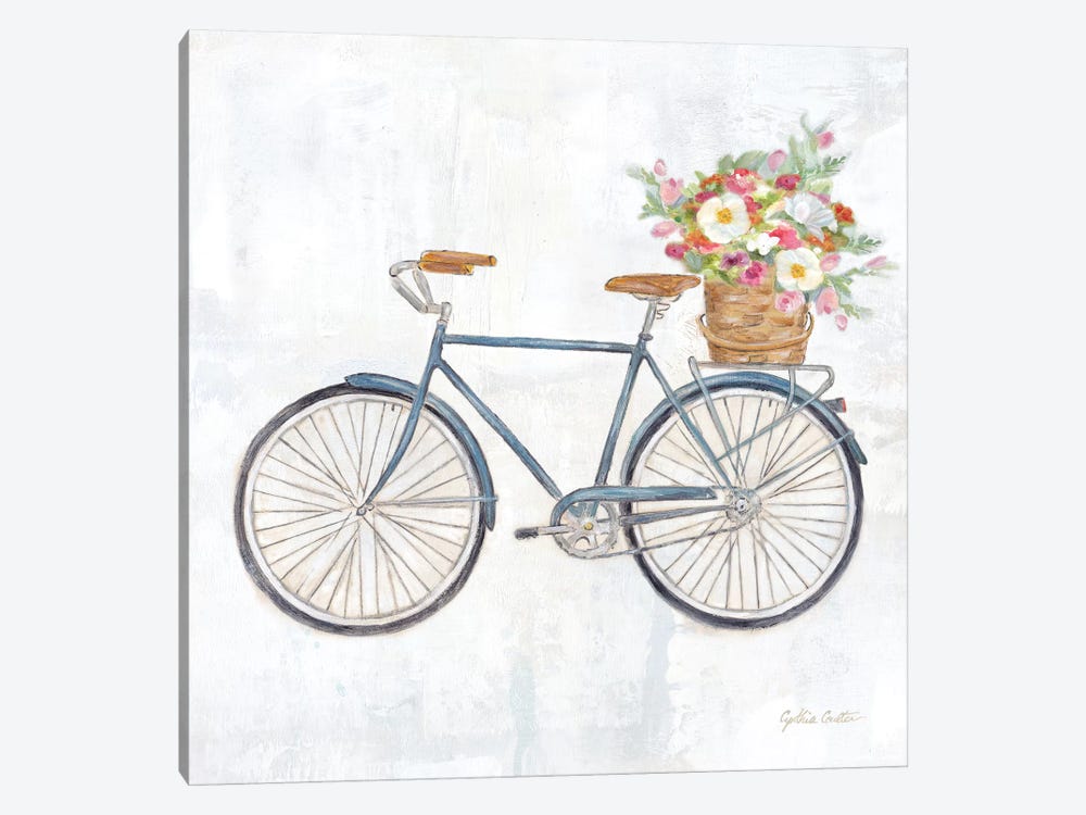 Vintage Bike With Flower Basket II by Cynthia Coulter 1-piece Canvas Print