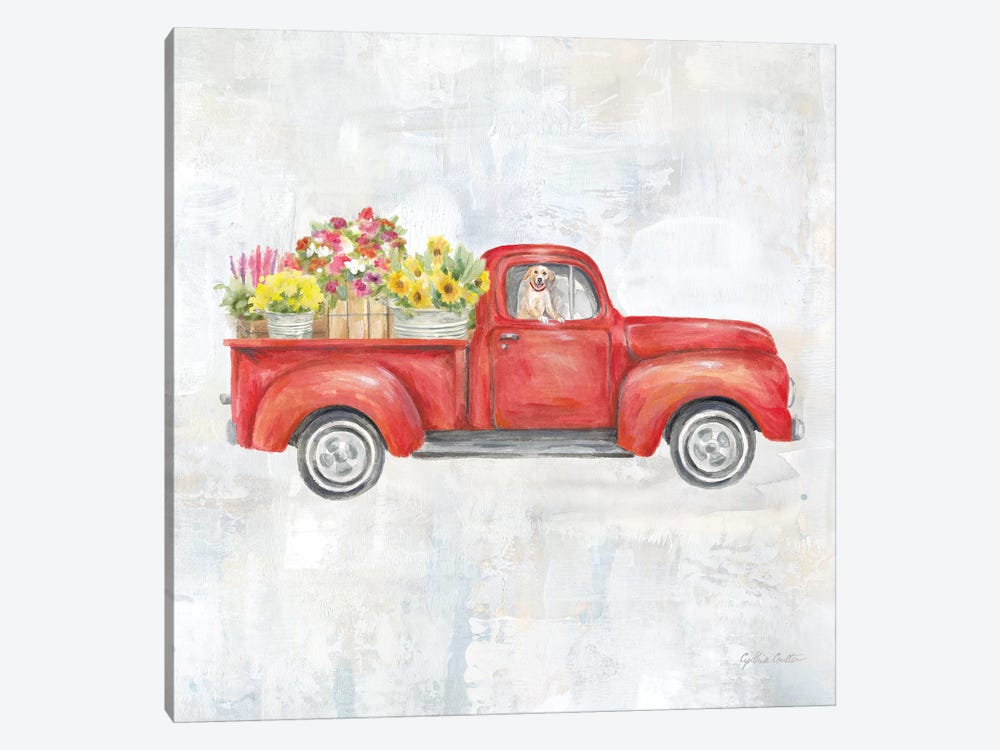 Vintage Red Truck by Cynthia Coulter 1-piece Canvas Art Print