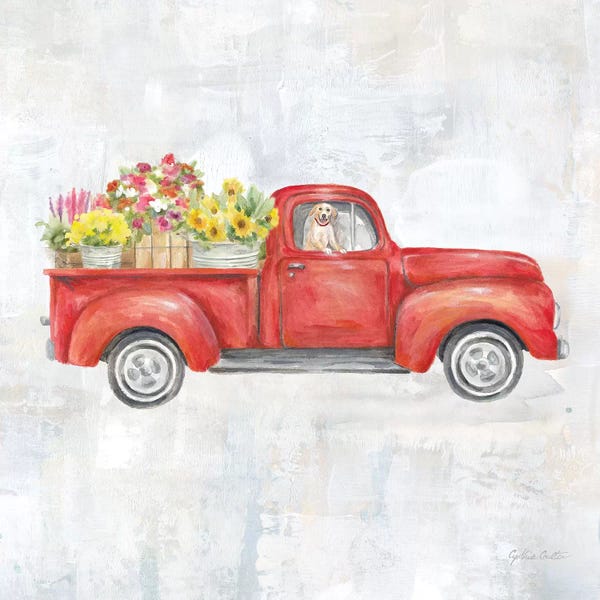 By Land: Vintage Red Truck by Cynthia Coulter