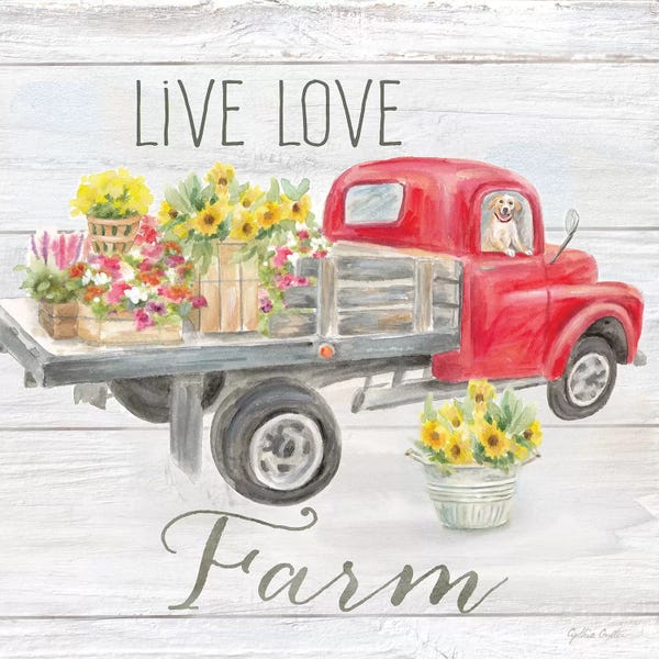 Roaring Brook Art: Vintage Truck Sentiment I (red) by Cynthia Coulter