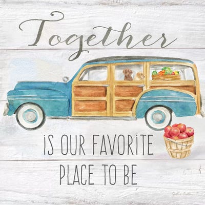 Vintage Truck Sentiment II (blue) by Cynthia Coulter framed canvas print