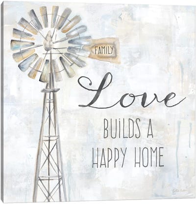 Windmill Love Sentiment Canvas Art Print - Cynthia Coulter