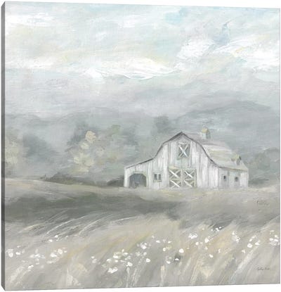 Country Meadow Farmhouse Neutral Canvas Art Print - Farm Art