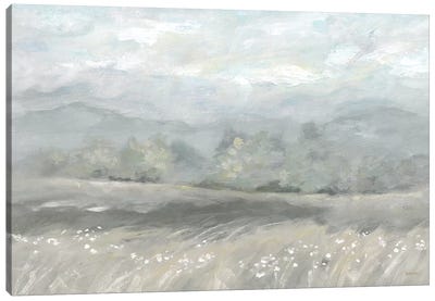 Country Meadow Landscape Neutral Canvas Art Print