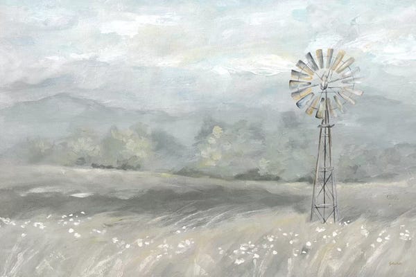 Cynthia Coulter: Country Meadow Windmill Landscape Neutral by Cynthia Coulter