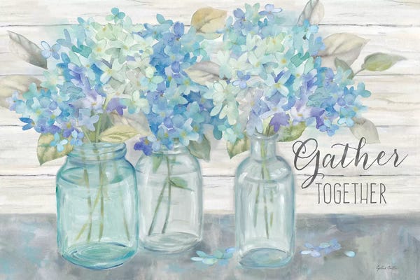 Roaring Brook Art: Farmhouse Hydrangeas in Mason Jars -Gather by Cynthia Coulter
