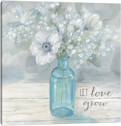 Vintage Jar Bouquet Sentiment II Canvas Art Print - Cynthia Coulter