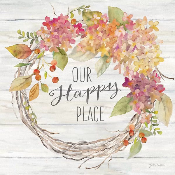 Hydrangeas: Farmhouse Hydrangea Wreath Spice II Happy Place by Cynthia Coulter