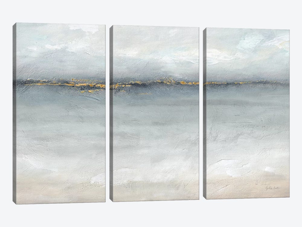 Serene Sea Grey Gold Landscape by Cynthia Coulter 3-piece Art Print