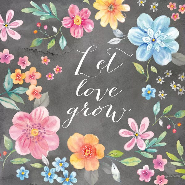 Whimsical Blooms Sentiment I Black