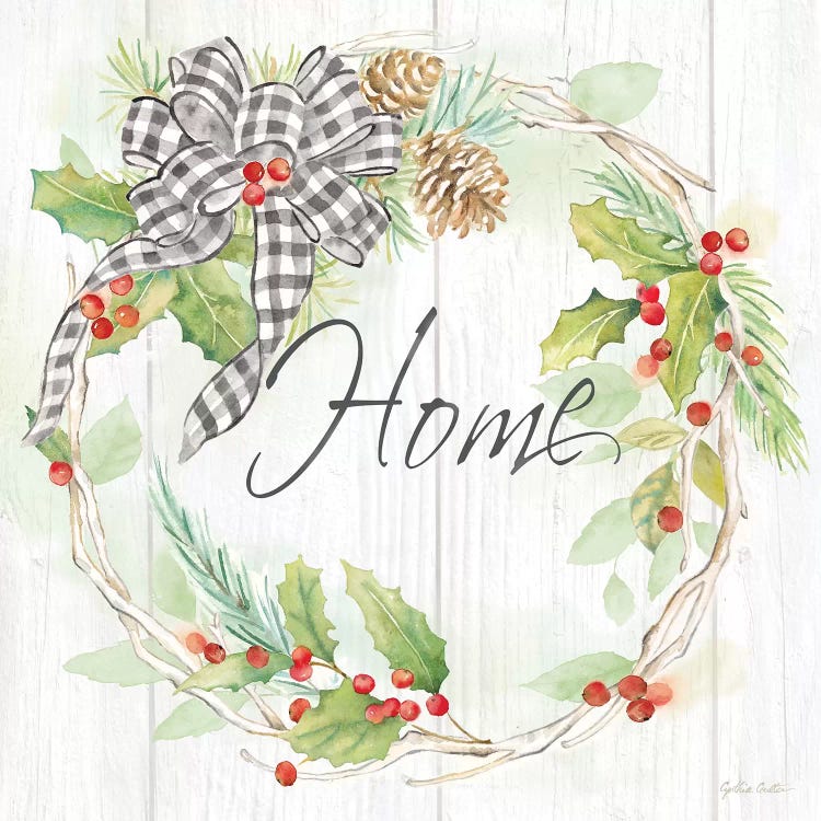 Holiday Gingham Wreath I by Cynthia Coulter wall art