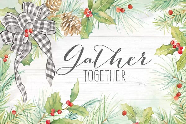 Christmas Signs & Sentiments: Holiday Gingham Wreath landscape by Cynthia Coulter