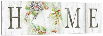 Holiday Gingham Wreath panel I Canvas Art Print - Farmhouse Christmas Décor